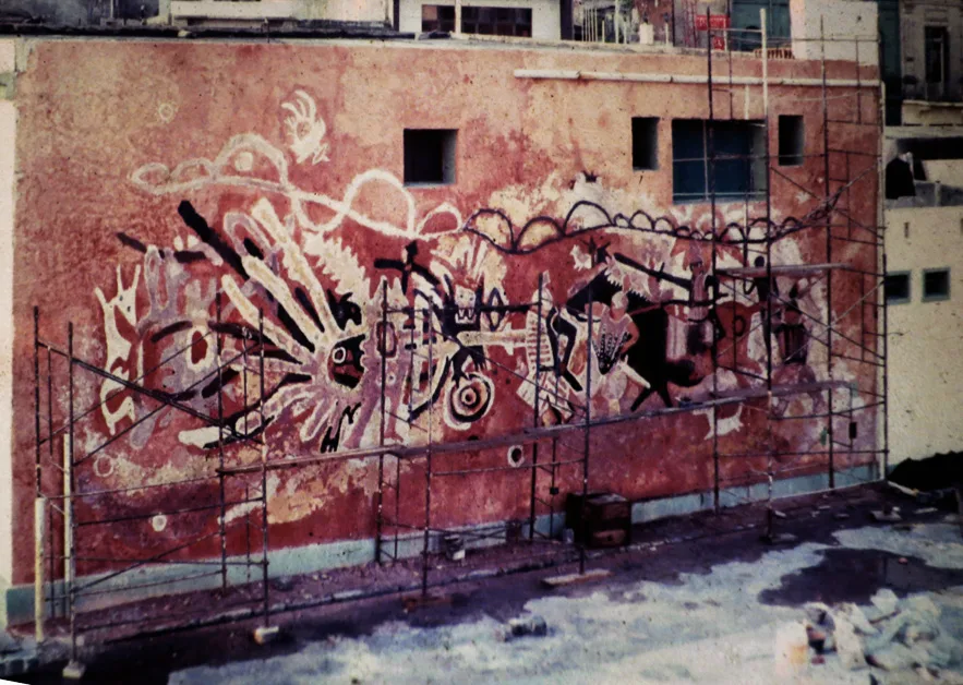 Detalle iconográfico del mural 'La Conquista'.