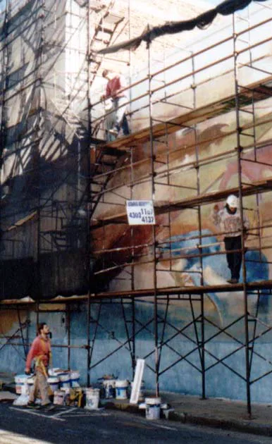 Realización del mural Montes de Oca en colaboración con alumnos.